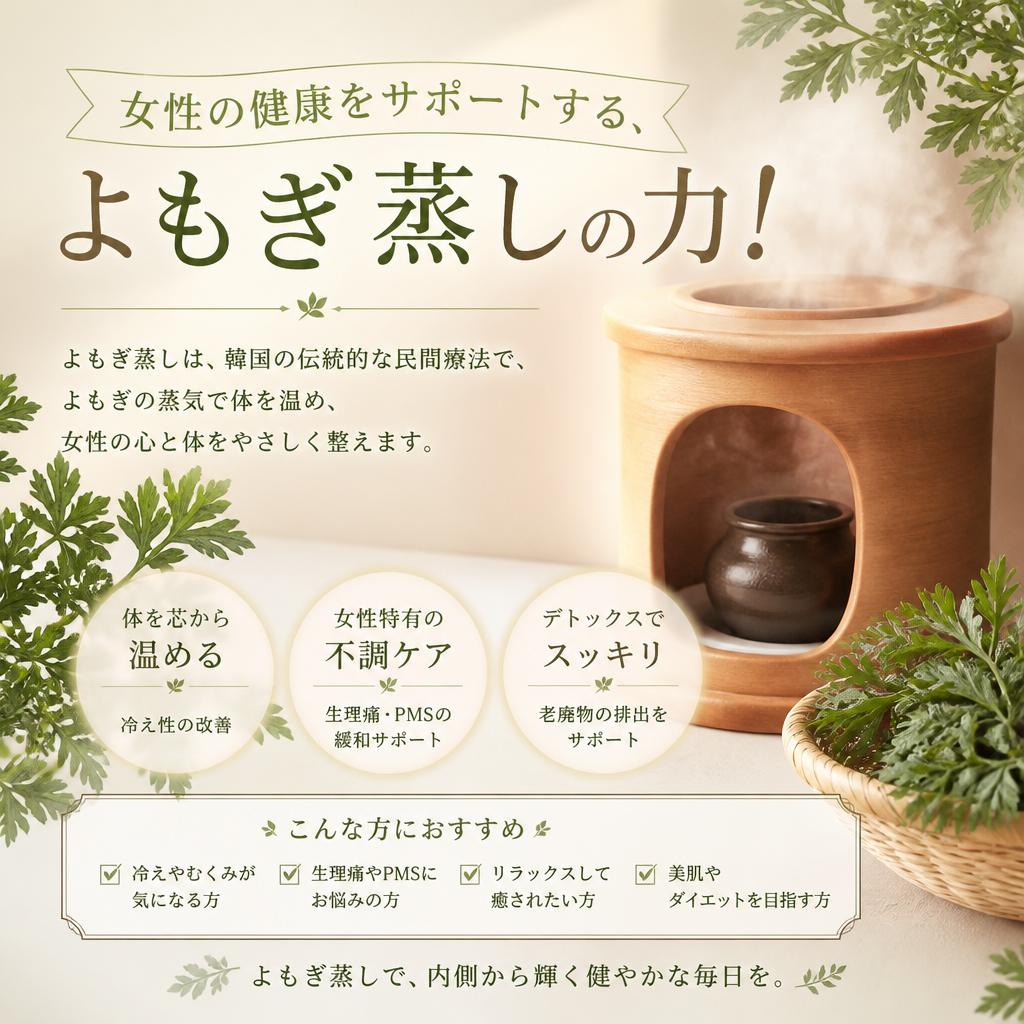 女性の健康をサポートする、よもぎ蒸しの力！