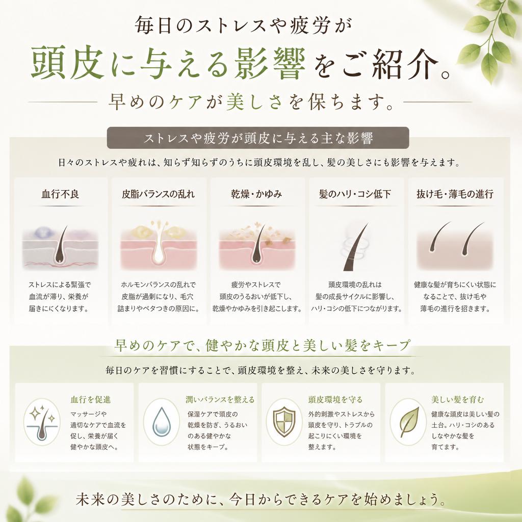 疲れを感じるその前に、頭皮を整える重要性