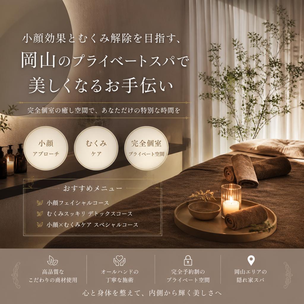 小顔効果とむくみ解除を目指す、岡山のプライベートスパで美しくなるお手伝い
