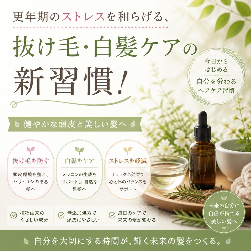 更年期のストレスを和らげる、抜け毛・白髪ケアの新習慣！