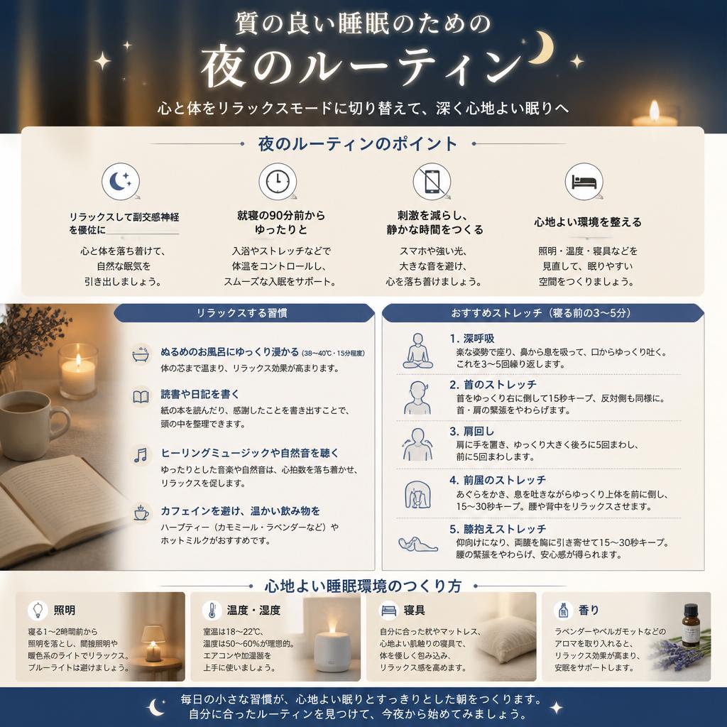 夜のルーティンでリラックス